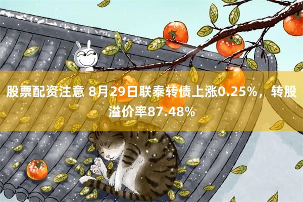 股票配资注意 8月29日联泰转债上涨0.25%，转股溢价率87.48%